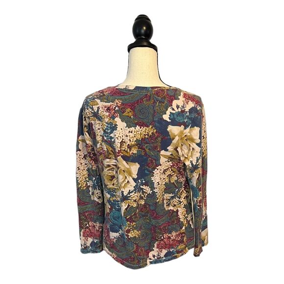 Hannah Womens Size Medium Long Sleeve Top Blouse Paisley and Floral Print - Picture 4 of 6